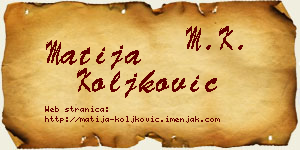 Matija Koljković vizit kartica